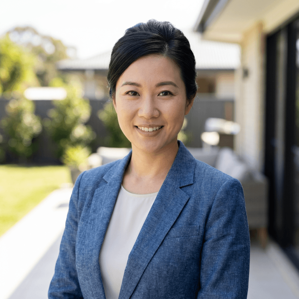 Margaret Chen, daughter of a senior care client, smiling warmly